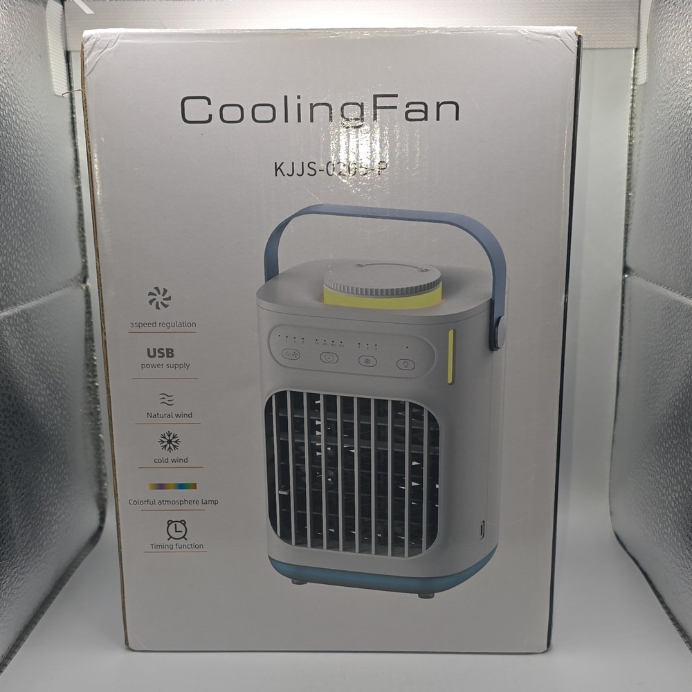 KJJS-0205-P USB Table Fan, 3‎ Speed, Colorful Lamp, Timing, Natural/Cold Wind